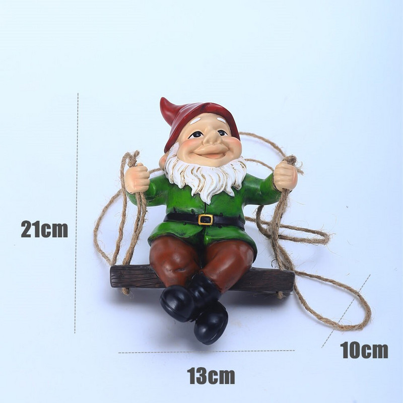 Hojdačka Trpaslík Živicový Status Ornament Gnome Závesná záhradná dekorácia Vonkajšia nástenná dekorácia pre záhradný stromček