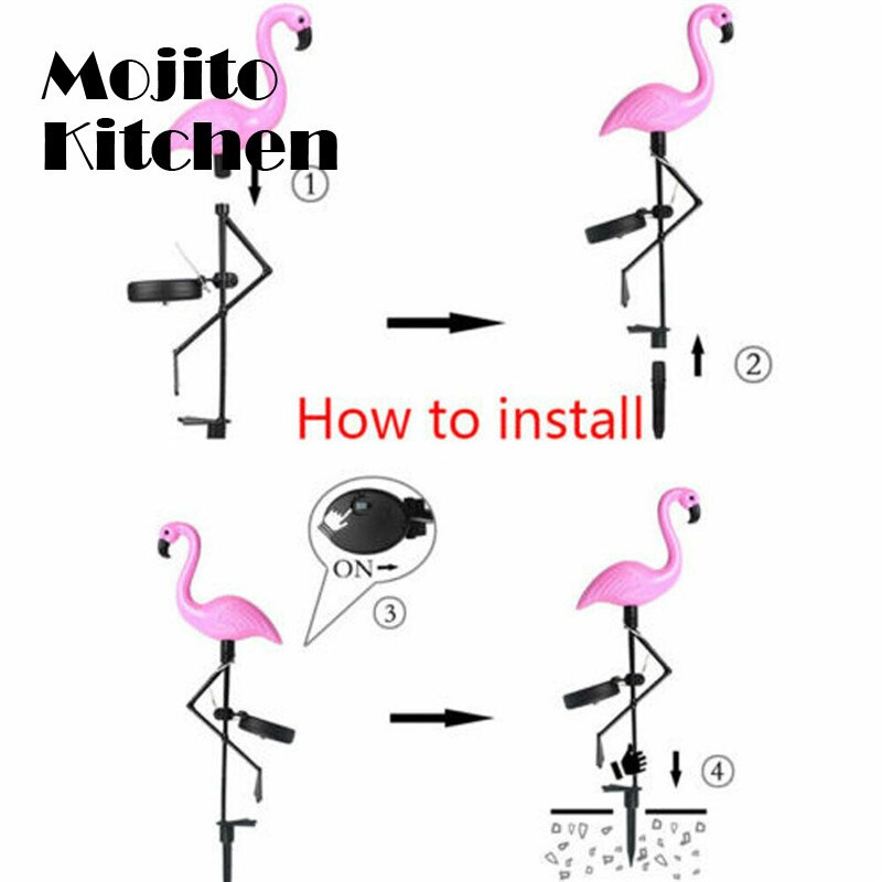 Flamingo vejos saulės lempa, saulės sodo šviesa saulės kiemo šviestuvai vandeniui atsparūs LED apšvietimas lauko saulės lemputė sodo dekoravimui