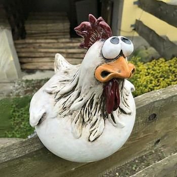 Αστεία Διακόσμηση φράχτη κοτόπουλου Κόκκος στολίδι Σπίτι Κήπος Στολίδι Ρητίνη Χειροτεχνία Κηπουρική Αυλή Μπαλκόνι Δώρο με άγαλμα κοτόπουλου