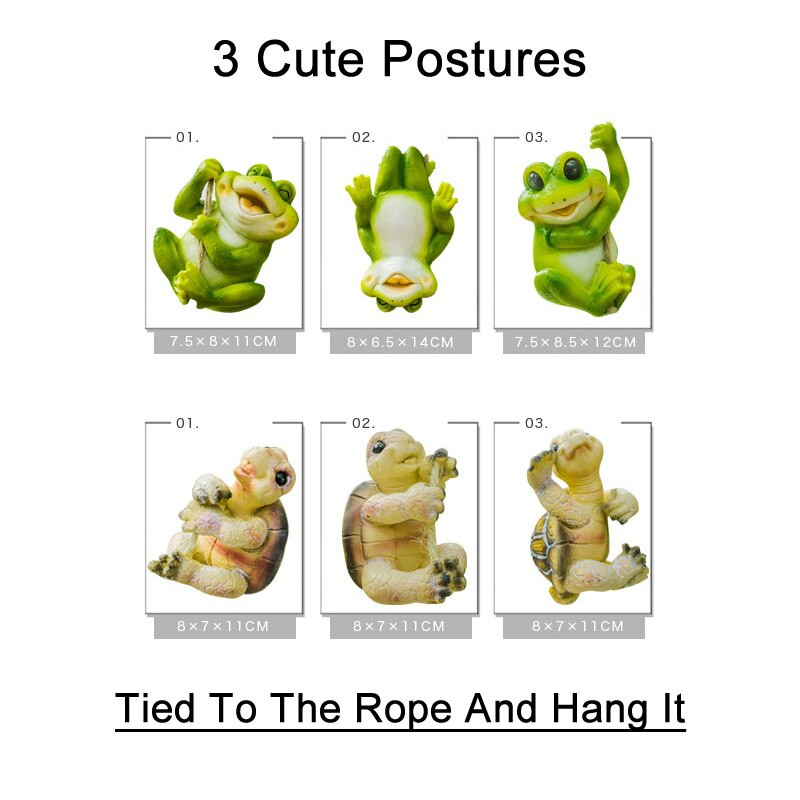 3 vnt./rinkinys Kūrybiškas mielas pakabinamas varlytes Vėžlio dervos statulos sodas ant medžio Dekoratyvinis pakabukas vidaus lauko dekoro ornamentas