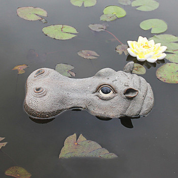 Смола плаваща глава на хипопотам примамка орнаменти плаваща фалшива глава на хипопотам статуя на животни за двор изкуство водни занаяти симулация декорация