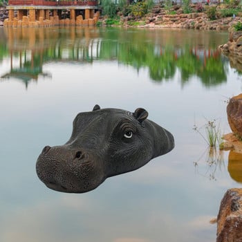 Смола плаваща глава на хипопотам примамка орнаменти плаваща фалшива глава на хипопотам статуя на животни за двор изкуство водни занаяти симулация декорация