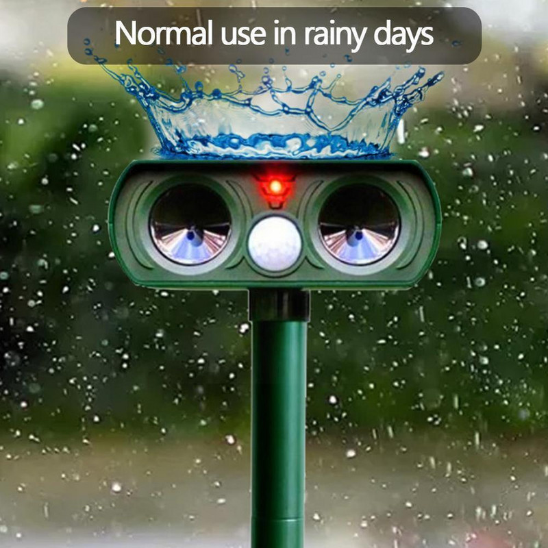 Saulės energija varomas gyvūnų repeleris, baidantis šunis kates gyvūnams atsparus vandeniui, paukščių išvarymas, ultragarsas, lauko repeleris, signalizacija Alar U9S0