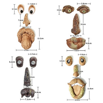 Забавна смола Декорация на ствол на великденско дърво Висящо дърво Лице на старец Градинска декорация Декорация на стена