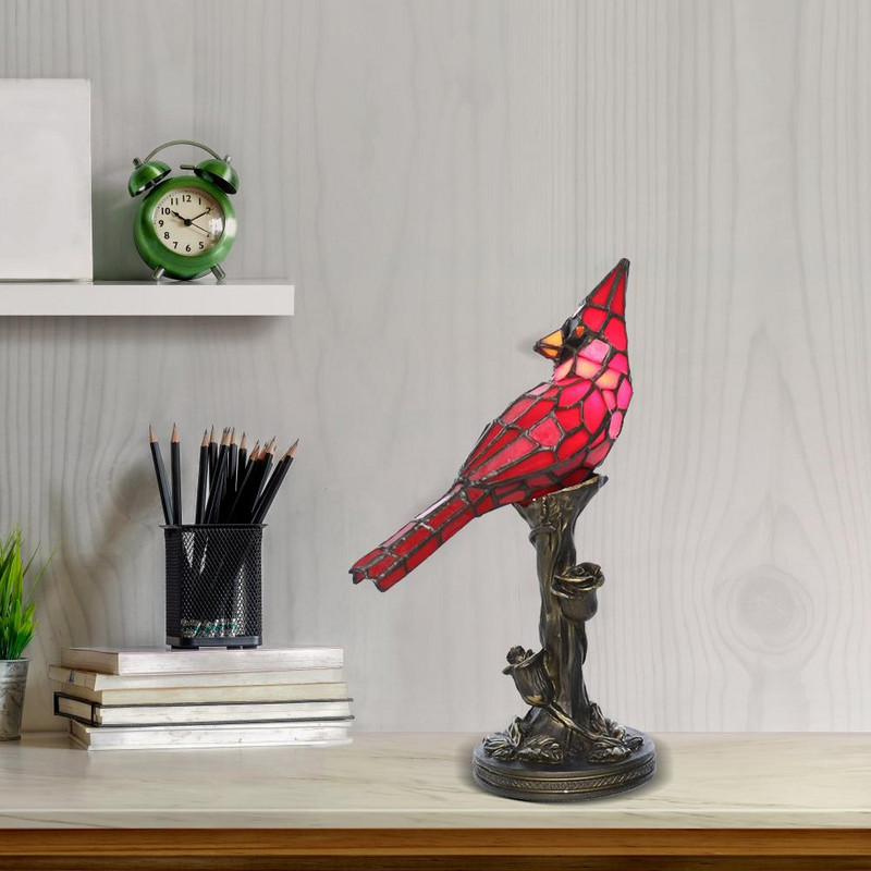 Záhradná dekorácia Krištáľová stolová lampa Kardinál Červený vták Vitrážové nočné svetlo do spálne Obývacia izba Dekor