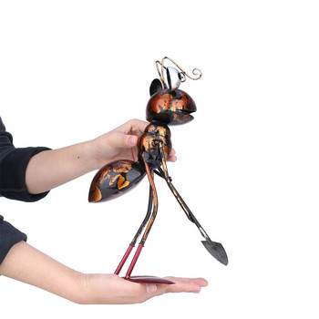 Tooarts 13-инчова скулптура на мравка Желязна анимационна мравка с подвижна кофа Декор за градина или бюро Сукулентна саксия Съхранение на дрънкулка