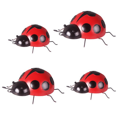 4 vnt. Metalinė boružės tvoros kabykla prie sienos pakabinama lauko sodo dekoratyvinė figūrėlė