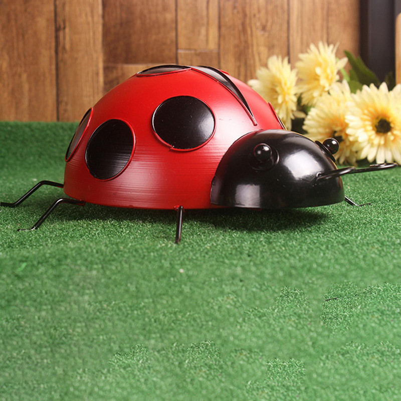 4 vnt. Metalinė boružės tvoros kabykla prie sienos pakabinama lauko sodo dekoratyvinė figūrėlė