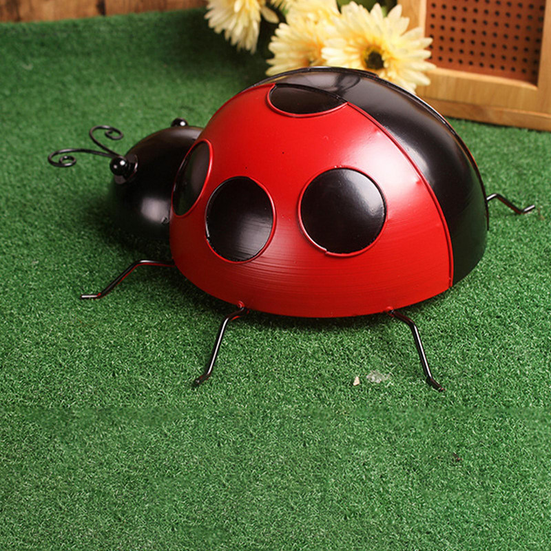 4 vnt. Metalinė boružės tvoros kabykla prie sienos pakabinama lauko sodo dekoratyvinė figūrėlė