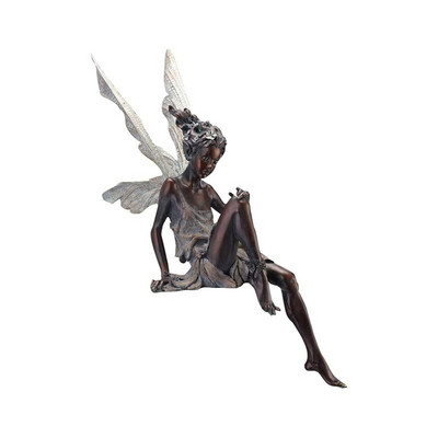 Haldjas vaik istuv haldjakuju Aiakaunistus Veranda skulptuurihoov Käsitööhaljastus koduaia kaunistamiseks