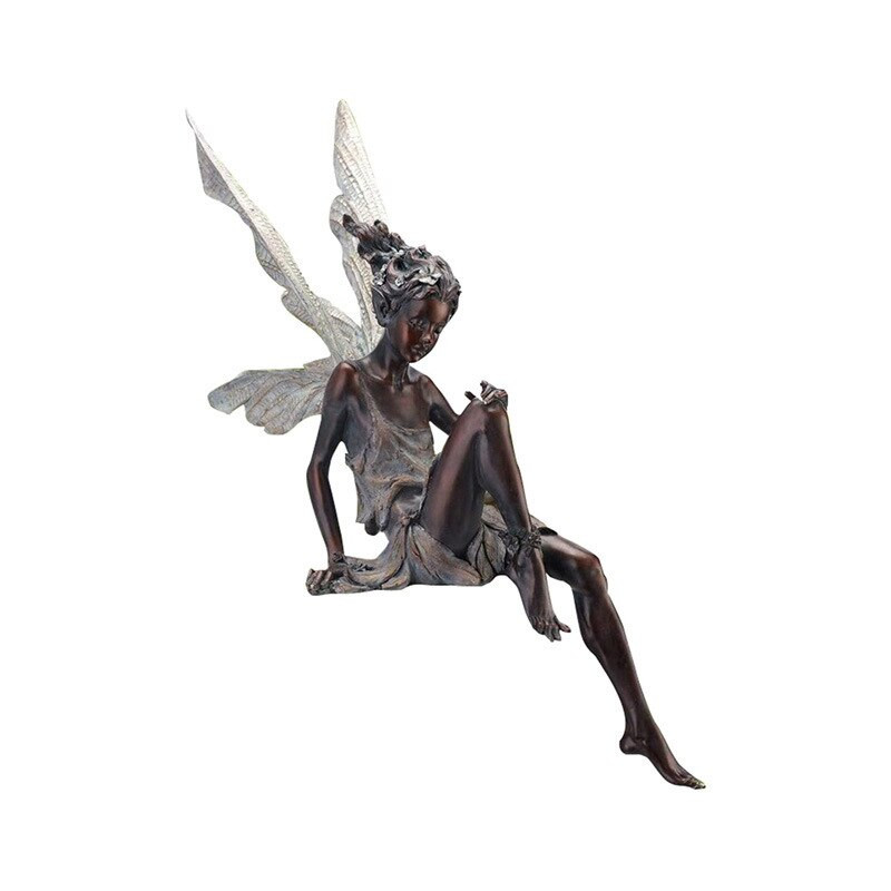 Haldjas vaik istuv haldjakuju Aiakaunistus Veranda skulptuurihoov Käsitööhaljastus koduaia kaunistamiseks