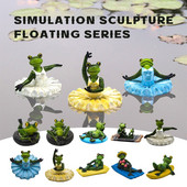 Sodo vandenyje plaukiojanti lotoso lapų varlė, dekoratyvinė lėlė, statulos amatai, imitacinis gyvūno namų tvenkinio dekoravimas smagi plaukiojanti varlė.