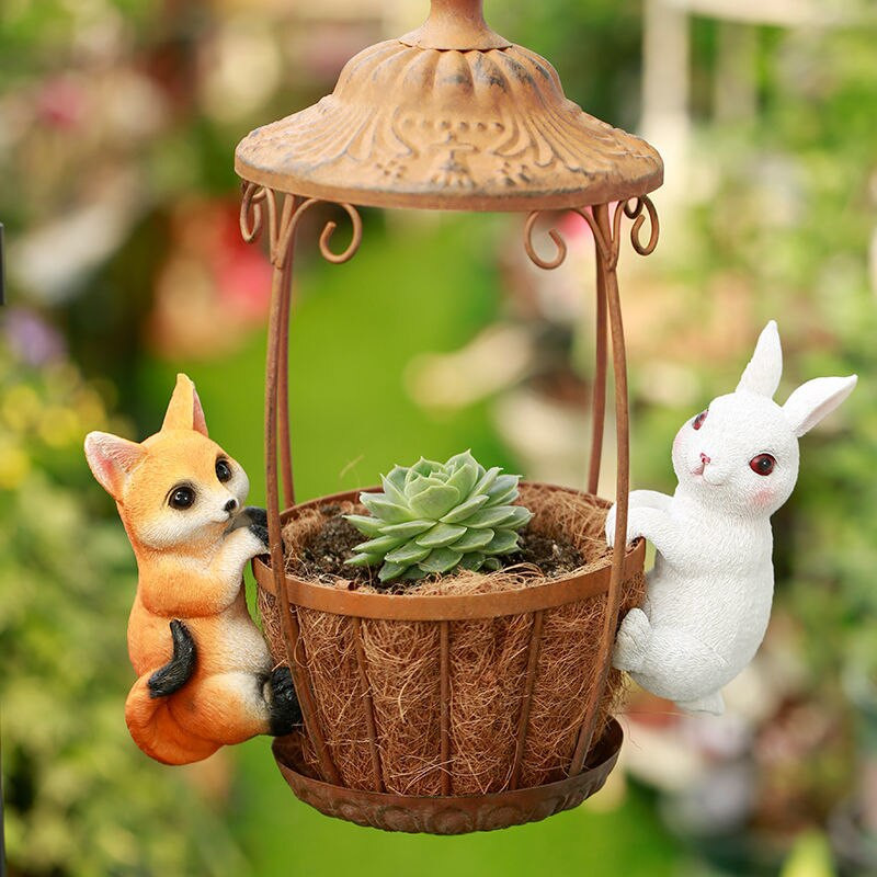 Kreativna posuda za cvijeće Privjesak Životinje Kip od smole Vrtlarstvo Privjesak Dekoracija Vila Ukras vrta Rukotvorine Viseća košara Ornament