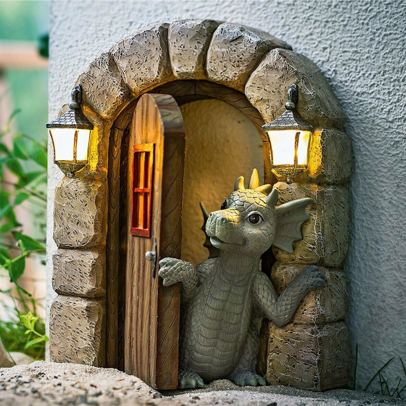 NAUJAS Mažasis drakonas dinozauras, meditacija, skaitanti knygą Skulptūra figūrėlė Sodo dekoras Dervos ornamentas stalas veranda Biuro namų dekoras