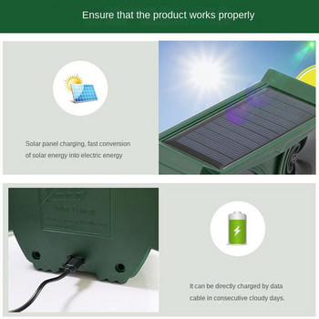 Solar Powered Animal Repeller Solar Ultrasonic Animal Repellent Αποτρεπτικό Απωθητικό για Σκύλους/Γάτες/Πουλιά Frighten Animals Sonar