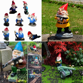CS Gun Νάνος Φιγούρα Gnome Άγαλμα Αστείο στολίδι άγαλμα ξωτικού Σπίτι Κήπος Χλοοτάπητα Αυλή Διακόσμηση εξωτερικού χώρου Αξεσουάρ Δώρα