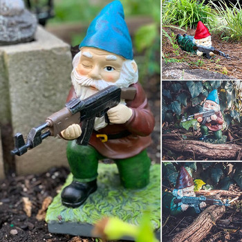 CS Gun Dwarf Figure Gnome Statue Funny Elf Statue Ornament Home Garden Lawan Yard Outdoor Decoration Аксесоари Подаръци