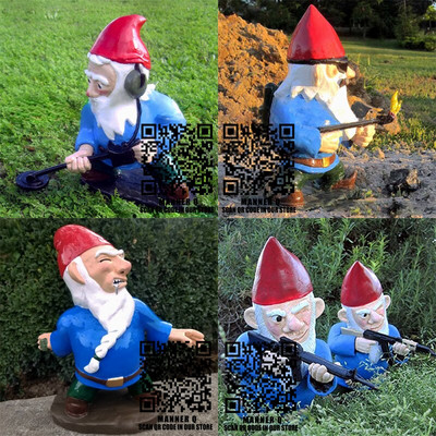 CS Gun Pitic Figura Gnom Statuie Funny Elf Statuie Ornament Acasă Grădină Peluză Curte Decorare în aer liber Accesorii Cadouri