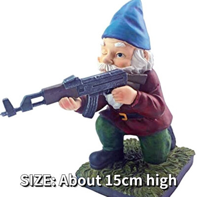 CS Ginklų nykštuko figūrėlė Gnomo statula Juokinga Elfo statula Ornamentas Namų Sodas Vejos kiemas Lauko Dekoravimo Priedai Dovanos