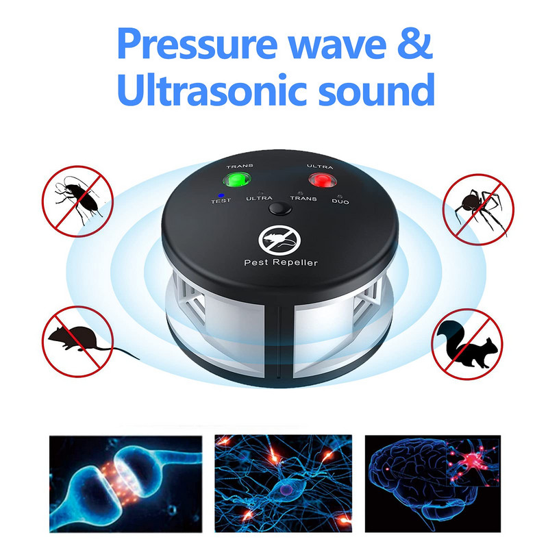 Ultragarsinis kenkėjų atbaidiklis Elektroninis 360 laipsnių graužikai, kelios pelės žiurkės, pelės, atbaidantis kenkėjus Ultragarsinis kenkėjų atbaidiklis