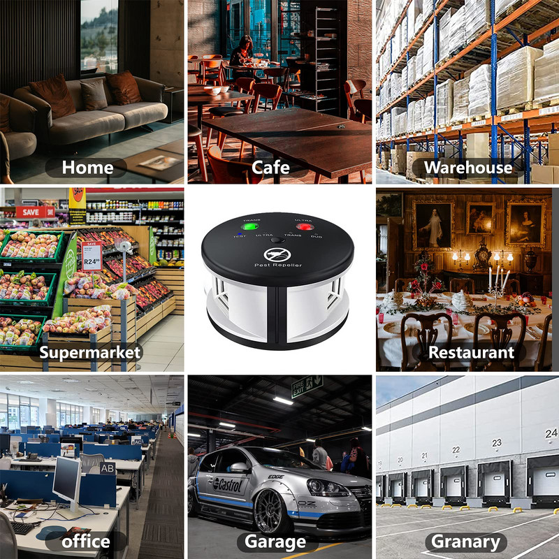 Ultragarsinis kenkėjų atbaidiklis Elektroninis 360 laipsnių graužikai, kelios pelės žiurkės, pelės, atbaidantis kenkėjus Ultragarsinis kenkėjų atbaidiklis