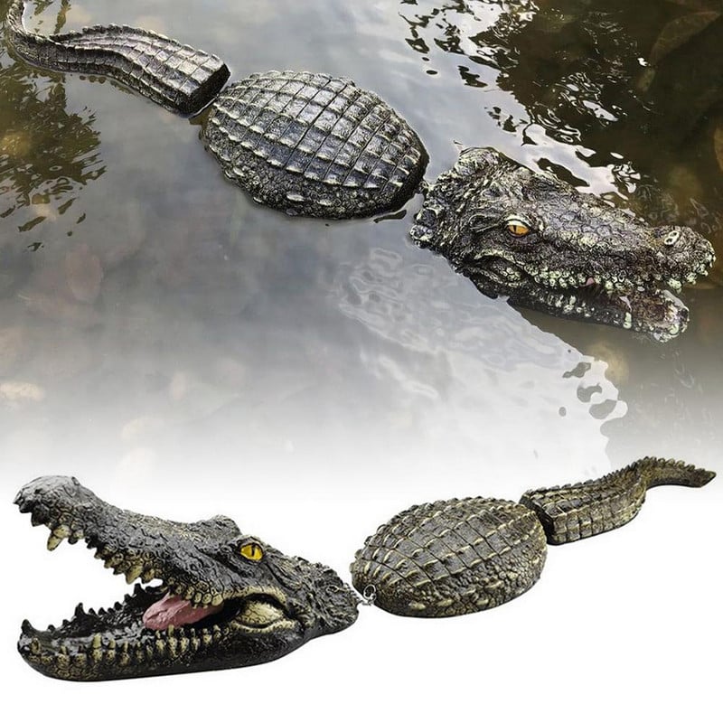 Plaukiojančio krokodilo baisaus statulos dekoro tvenkinio dervos imitacijos ornamentas plėšrūnų garnių anties valdymui sodo baseino dekoravimui