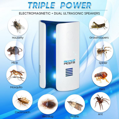 Подобрена версия Ултразвуков електронен репелент Pest Reject Plug In Device Rat Mouse Mice Mouse Anti Mosquito Killer Repeller