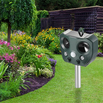 Solar Ultrasonic Animal Chaser Repeller Outdoor Use Garden Repellent Cat Dog Bird Sonic Deterrent Solar Powered Scarer Repellant