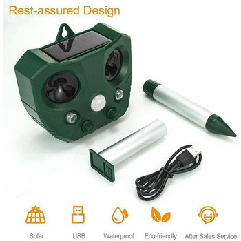 Solar Pest Repeller Motion Activated Animal Repllents Ultrasonic Cat Dog Repeller for Outdoor Gardening Animal Dispeller