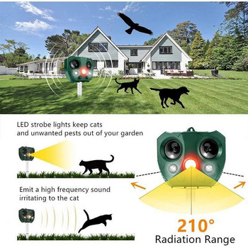 Solar Pest Repeller Motion Activated Animal Repllents Ultrasonic Cat Dog Repeller for Outdoor Gardening Animal Dispeller