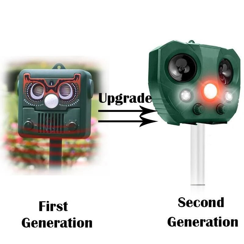 Solar Pest Repeller Motion Activated Animal Repeller Ultrahangos macska kutyariasztó kültéri kertészeti állatriasztó