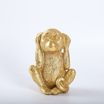 Статуя на златна маймуна от скандинавска смола Домашен декор Миниатюрни фигурки на животни Коридор Градина Декоративна скулптура Модерно изкуство Орнамент