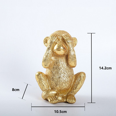 Socha zlatej opice zo severskej živice, bytová dekorácia, miniatúrne figúrky zvierat, chodba, záhrada, dekoratívna socha, moderná umelecká ozdoba.