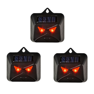 Raudona LED lemputė Mirksintis ultragarsinis įspėjimas 8,5 cm atbaido peles vilkus gyvates 1/2/3 vnt Daugiasluoksnis silicio saulės skydelis gyvūnų repeleris