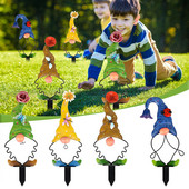 Elf Garden Plug-in Dekoratyvinė veja Lauke Dekoratyvinė sodinimo mašina Metalinė Sodo Kiemo Ženklas Gnome Žemės Metalo Plyšys Stake Sodo dekoras