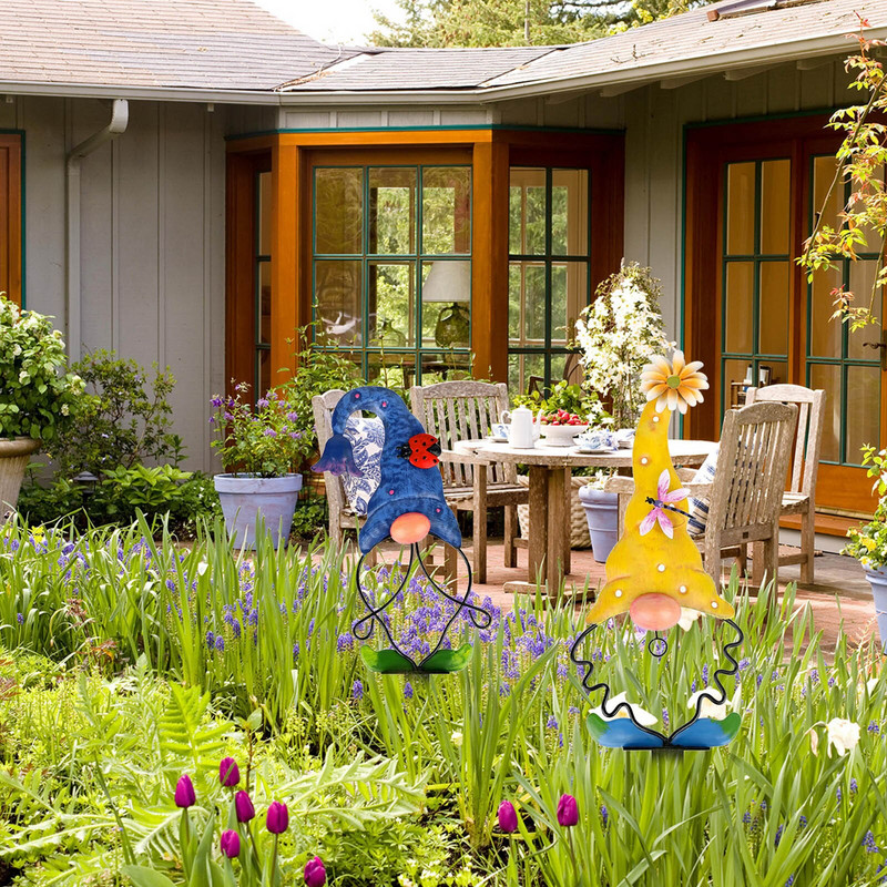 Elf Garden Plug-in Dekoratyvinė veja Lauke Dekoratyvinė sodinimo mašina Metalinė Sodo Kiemo Ženklas Gnome Žemės Metalo Plyšys Stake Sodo dekoras