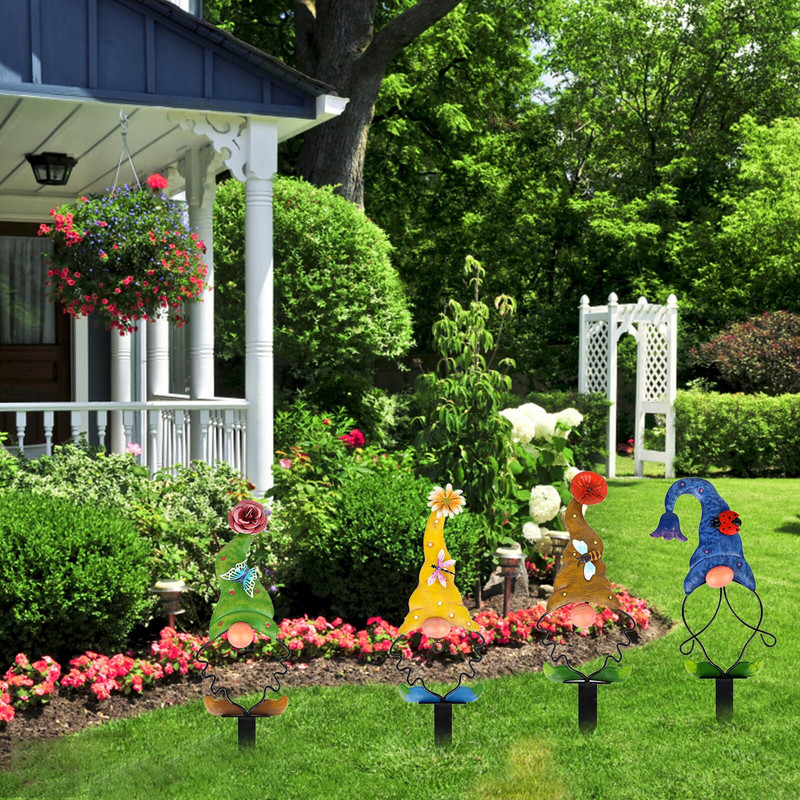 Elf Garden Plug-in Dekoratyvinė veja Lauke Dekoratyvinė sodinimo mašina Metalinė Sodo Kiemo Ženklas Gnome Žemės Metalo Plyšys Stake Sodo dekoras