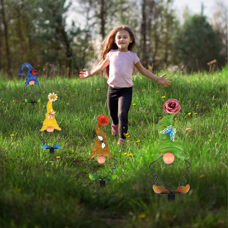 Elf Garden Plug-in Dekoratyvinė veja Lauke Dekoratyvinė sodinimo mašina Metalinė Sodo Kiemo Ženklas Gnome Žemės Metalo Plyšys Stake Sodo dekoras