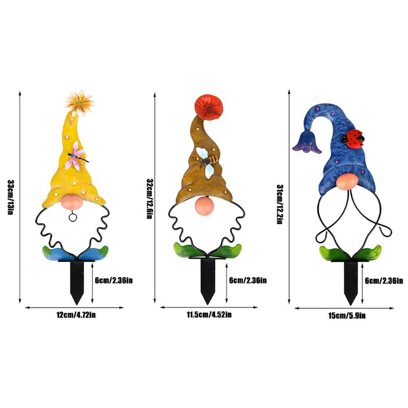 Elf Garden Plug-in Dekoratyvinė veja Lauke Dekoratyvinė sodinimo mašina Metalinė Sodo Kiemo Ženklas Gnome Žemės Metalo Plyšys Stake Sodo dekoras