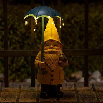 Κήπος άγαλμα νάνος Διακοσμητικά από ρητίνη Gnome με ηλιακό φως LED Στολισμός αυλής εξωτερικού χώρου Μεγάλα ειδώλια