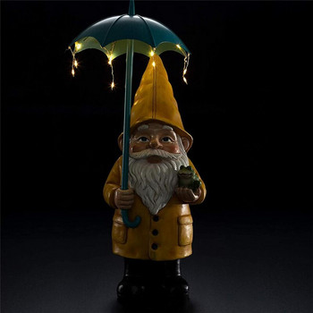 Κήπος άγαλμα νάνος Διακοσμητικά από ρητίνη Gnome με ηλιακό φως LED Στολισμός αυλής εξωτερικού χώρου Μεγάλα ειδώλια