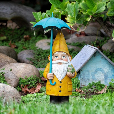 Kerti törpe szobor gyanta díszek Gnome dekoráció napelemes LED fénnyel Kültéri udvari dísz nagy figurák