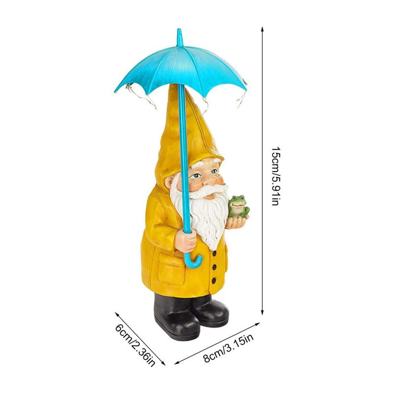 Sodo nykštuko statulos dervos papuošalai nykštukų papuošimai su saulės LED šviesa Lauko kiemo puošmena didelės figūrėlės