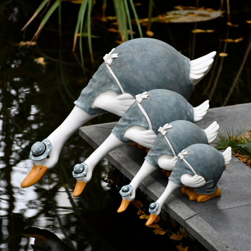 Ornamente de rață, rășină, rață artificială, sculptură de grădină