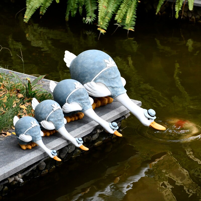 Ornamente de rață, rășină, rață artificială, sculptură de grădină