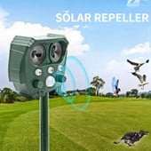 Ultrazvučni solarni tjerač ptica PIR senzor pokreta USB punjiv tjerač životinja tjerač štetočina/pasa/mačaka/štakora Sova Strašilo za ptice