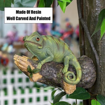Ρητίνη Chameleon Statue Wall Mounted Lizard DIY Γλυπτό διακόσμησης εξωτερικού κήπου δέντρου για διακόσμηση κήπου γραφείου σπιτιού