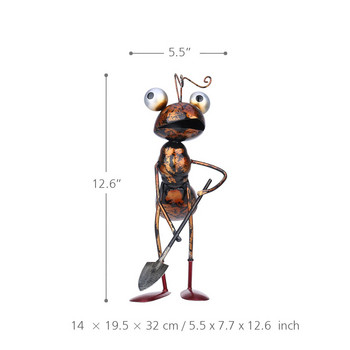 Tooarts 13-инчов мравешки градински декор Желязна градинска декорация на открито с подвижна кофа Съхранение на дрънкулка за сукулентна саксия