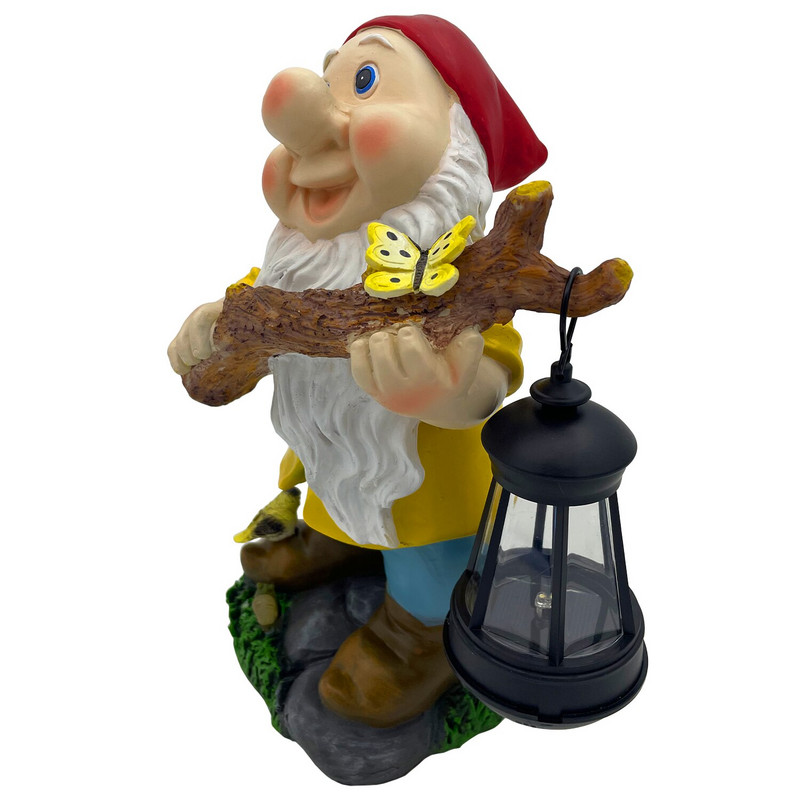 Saulės sodo nykštukas, laikantis lempą, skulptūra Animacinis filmas „Išdykusių nykštukų“ figūrėlės Mažos skulptūrėlės Kūrybinis vejos sodo dekoravimas