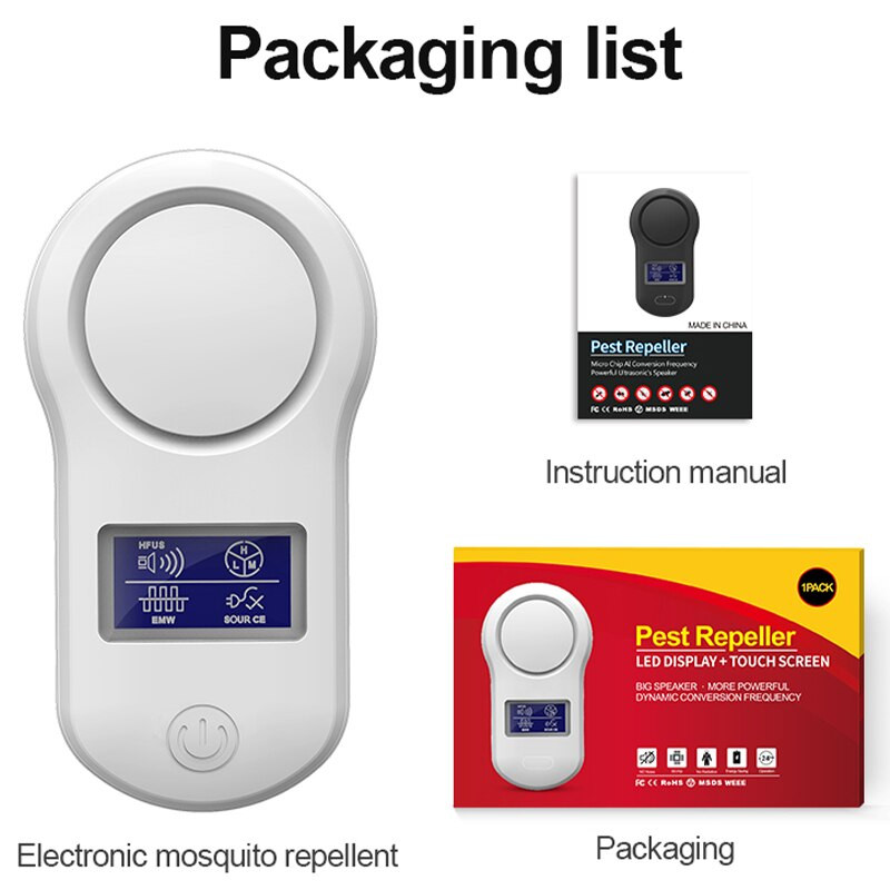 Dispozitiv electronic de combatere a dăunătorilor cu ultrasunete pentru șobolani, țânțari, șoarece, insecte, rozătoare, șoarece, gândaci, pentru acasă, priză SUA/UE/UK/AU